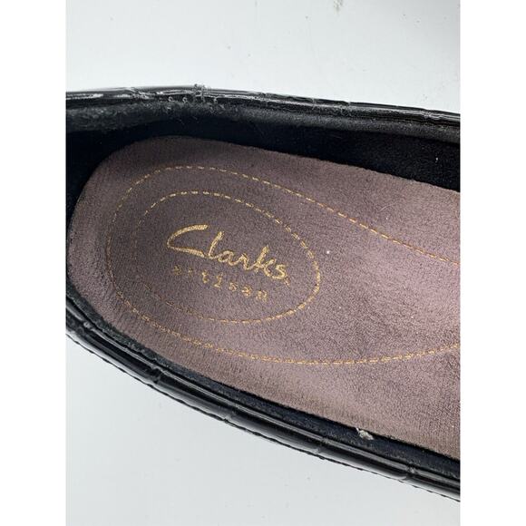 Clarks Artisan Loafers Womens 9 Keesha Luca Slip On Crocodile Patent Leather A1 - Picture 2 of 10